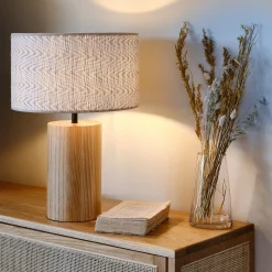 Pied de lampe électrifié en chêne H34,5cm - naturel