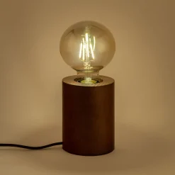 Pied de lampe électrifiée en bois de châtaignier - bois foncé H12,5cm