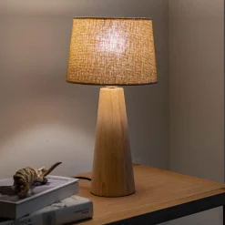 Pied de lampe électrifiée en bois d'hévéa H29cm - naturel