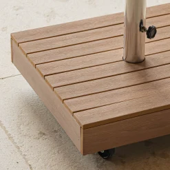 Pied de parasol en béton et bois 36kg - naturel