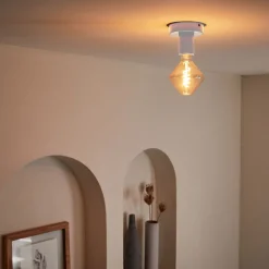 Plafonnier électrifié en métal D10cm - blanc