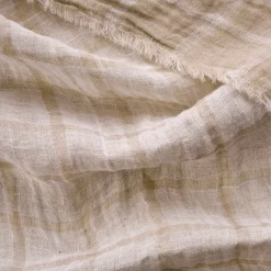 Plaid à carreaux en lin lavé 130x170cm - beige