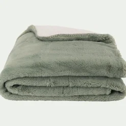 Plaid imitation fourrure 180x220cm - vert olivier