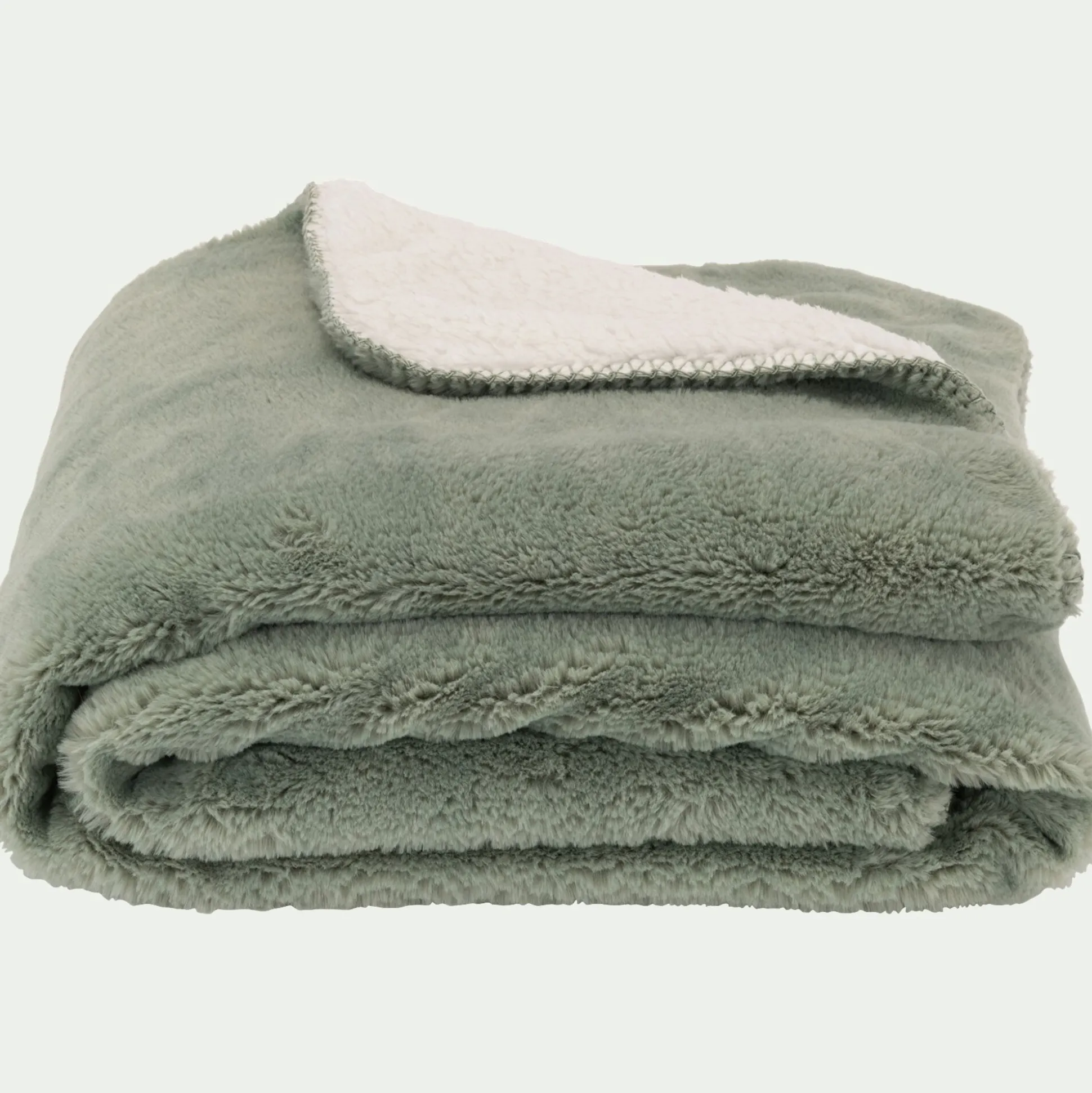 Plaid imitation fourrure 130x170cm - vert olivier