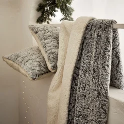 Plaid réversible effet fourrure - gris 130x170cm