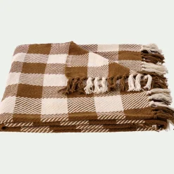 Plaid tartan en coton 130x170cm - marron