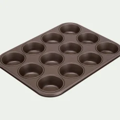Plaque de cuisson pour 12 muffins en acier - marron
