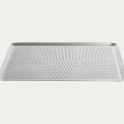 Plaque de four perforée en aluminium 30x40cm - argenté