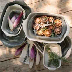 Plat à four individuel en céramique L22cm - vert cèdre