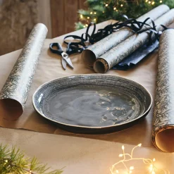 Plat de présentation en grès D34,2cm - bleu