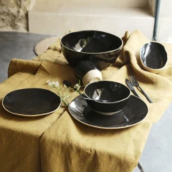 Plat ovale en grès recyclé L33cm - noir