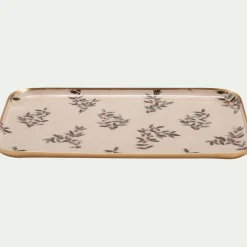 Plateau déco motif Fragon en fer 20x32cm - blanc