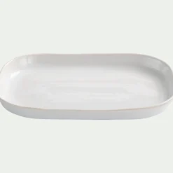 Plateau décoratif en grès 12x20cm - blanc