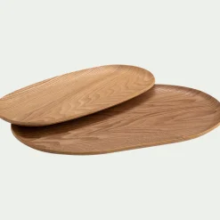 Plateau décoratif ovale en bois de saule 25x40cm - bois clair