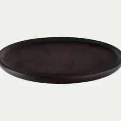 Plateau décoratif rond en bois de manguier D20,5cm - bois foncé