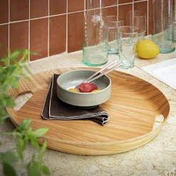 Plateau ovale en bois de chêne L46cm - naturel