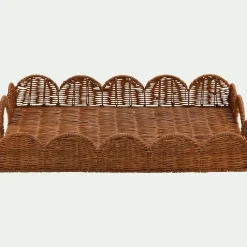 Plateau rectangulaire en rotin L46cm - marron