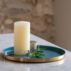 Plateau rond en fer D29,5cm - bleu