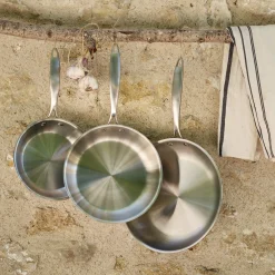 Poêle en inox D24cm - argenté métallisé