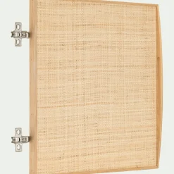 Porte en chêne et raphia avec fond - bois clair