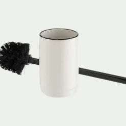 Porte-brosse et brosse WC en grès - blanc