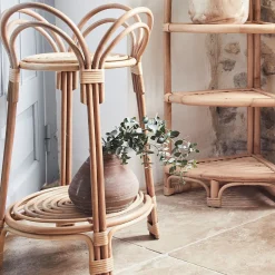 Porte-plante rond en rotin - naturel