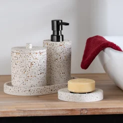 Porte-savon en terrazzo D11cm - blanc