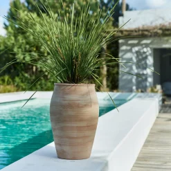 Pot texturé en terre cuite D28cm - terracotta