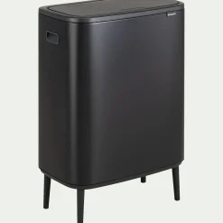 Poubelle de tri Brabantia de cuisine en acier et plastiques recyclés - noir mat 2x30L