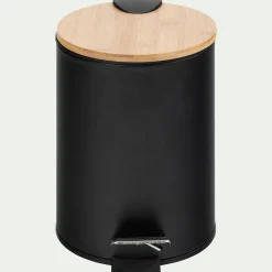 Poubelle en métal et bambou 2,5L - noir