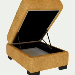 Pouf avec coffre en tissu Monclar - jaune argan