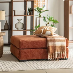 Pouf carré en tissu Genesis - brun rustrel