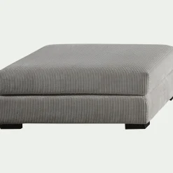 Pouf carré en velours côtelé Azores - gris borie
