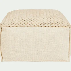 Pouf cubique en coton - beige D50xH28cm
