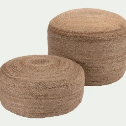 Pouf en jute D50xH40cm - naturel