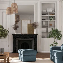 Pouf en tissu bouclette - bleu