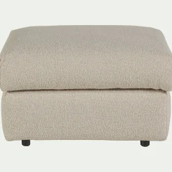 Pouf en tissu bouclette - blanc écru