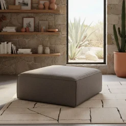 Pouf en tissu genesis - beige roucas