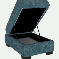Pouf en tissu Genesis avec coffre - bleu figuerolles