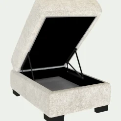 Pouf en tissu Genesis avec coffre - blanc ventoux