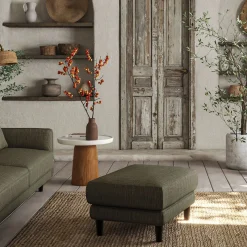 Pouf en tissu mixte - vert cèdre