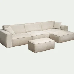 Pouf en tissu tramé - beige