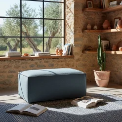 Pouf en tissu tramé - bleu