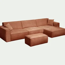 Pouf en tissu tramé - brun rustrel