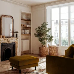 Pouf en tissu velvet - bronze