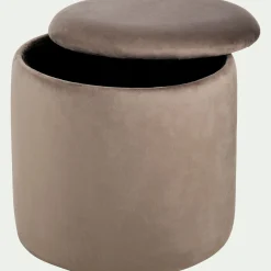 Pouf en velours avec coffre de rangement - gris H43cm