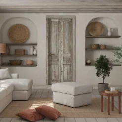 Pouf en velours côtelé - gris borie