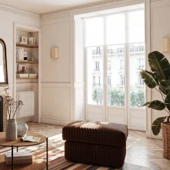 Pouf en velours côtelé Bita - brun rustrel