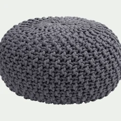 Pouf tressé en coton D50xH30cm - gris restanque
