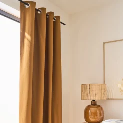 Rideau à œillets en coton 140x250cm - brun noisette